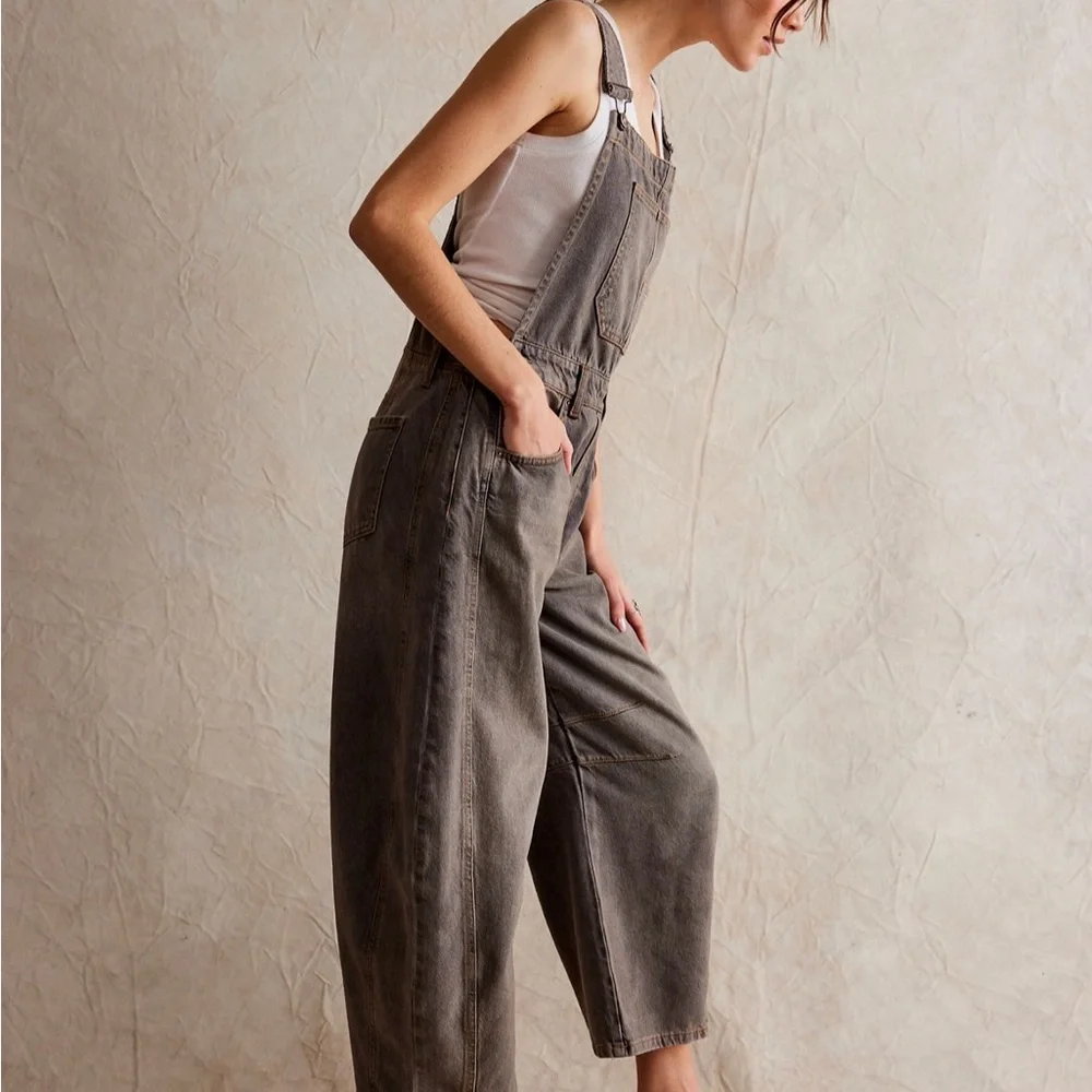 Women's Gray Denim Overalls - Picture 3 of 3